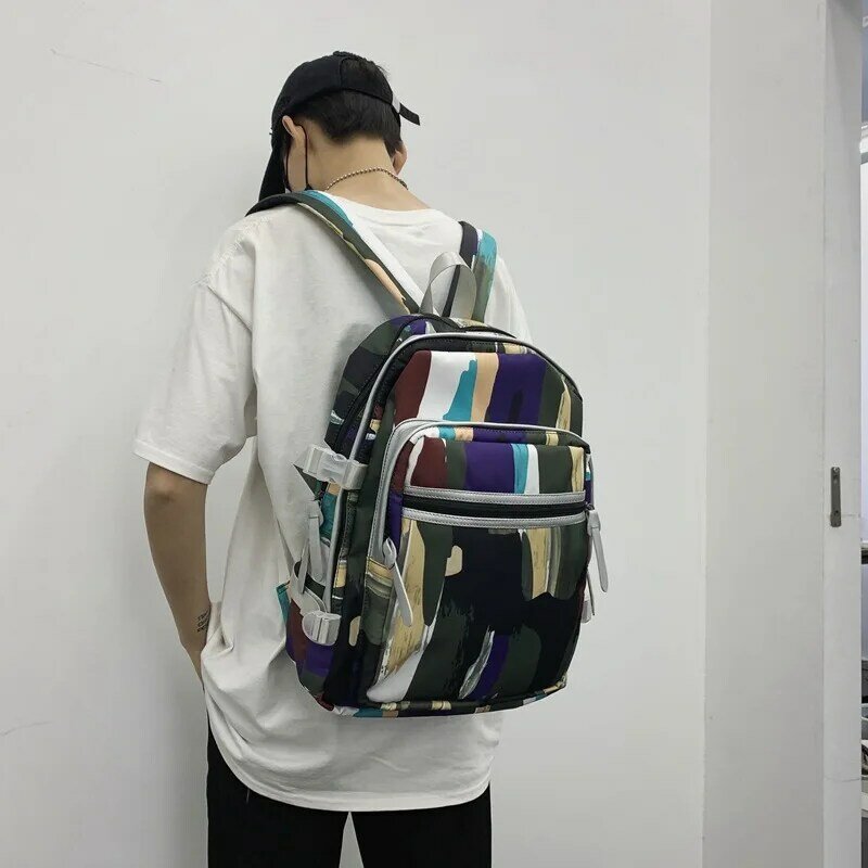 حقيبة ظهر نسائية بنمط Harajuku ulzzang ، حقيبة مدرسية ، حقيبة ظهر كبيرة السعة بنمط تمويه ، لون موري