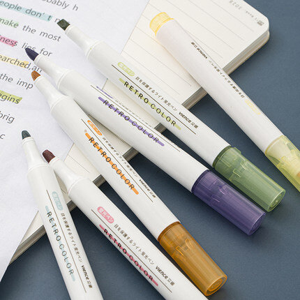 Ensemble de stylos surligneurs 6 couleurs pour étudiants, marqueurs créatifs de décoration pour manuel journal intime, série de couleurs claires