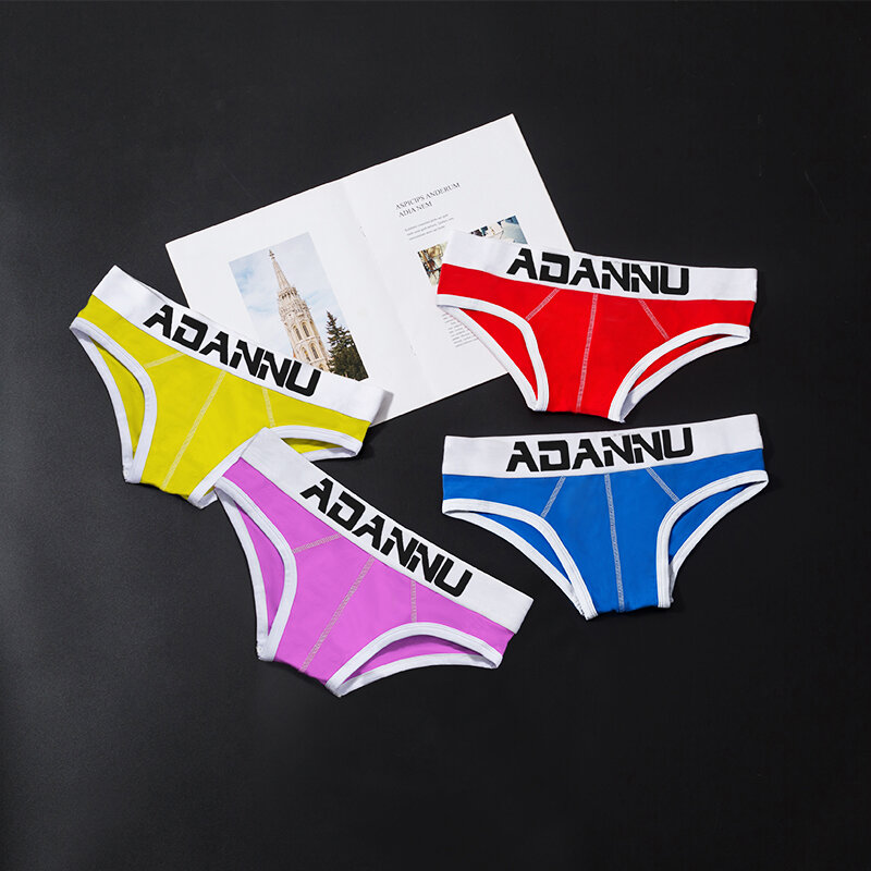 ADANNU-suspensorio Gay para hombre, ropa interior Sexy, Tanga, calzoncillos, bolsa de algodón, Cuecas