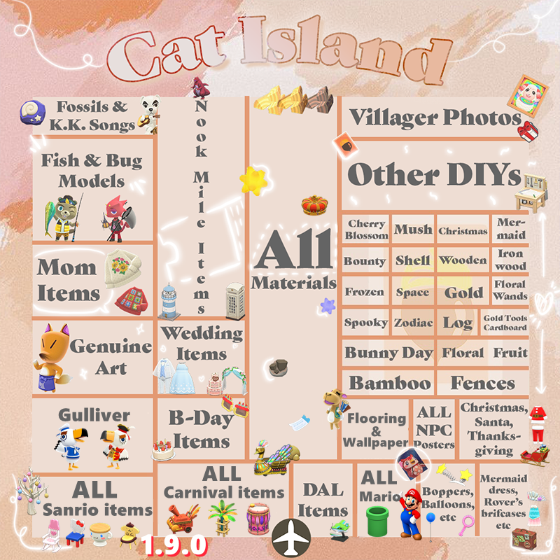ACNH Animal Crossing Dream Island DIY meble i materiały odzieżowe ustaw czas, aby zabrać wszystko, co chcesz kod Dodo