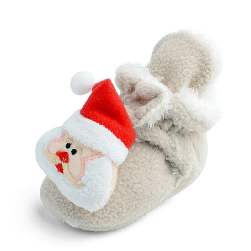 Christmas Baby Girl Boy Cartoon Winter Warm Fleece Cotton Boots Casual Crib Slippers Newborn Kids Soft Sole Toddler Footwear