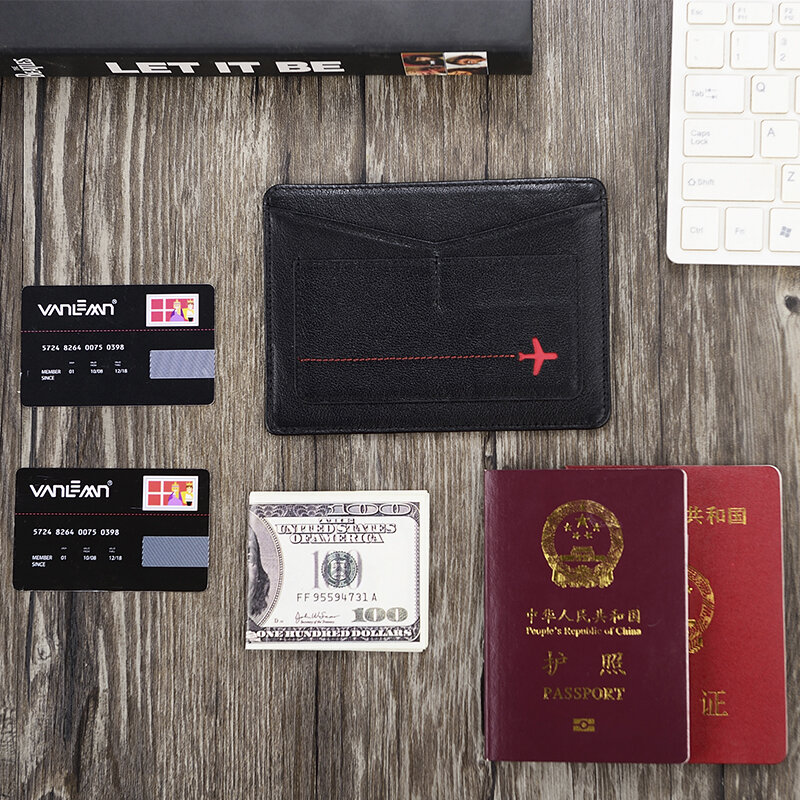 Sampul Paspor Kulit Tempat Kartu Kredit ID Tipis Penutup Pria RFID untuk Casing Paspor Aksesori Travel Dompet Penyimpan Kartu Mewah