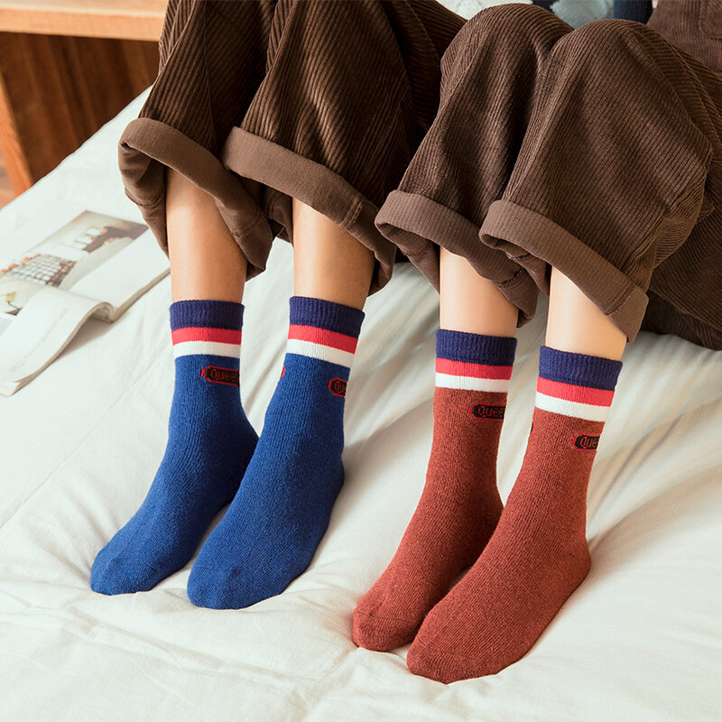 Осенне-зимние новые стильные шерстяные носки для влюбленных мужские носки и женские носки счастливые носки