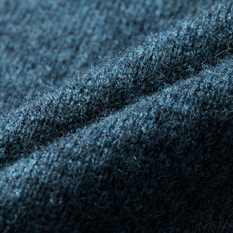 100% de lana pura con cremallera para hombre, jersey de cuello medio alto, acolchado, suelto, de talla grande, chaqueta