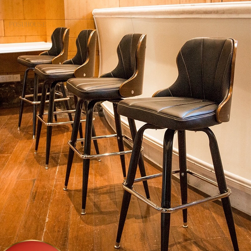 Скандинавские барные стулья, ретро-стул со спинкой, Современная Минималистичная мебель для дома, дизайнерский высокий стул для кофейни, пер...