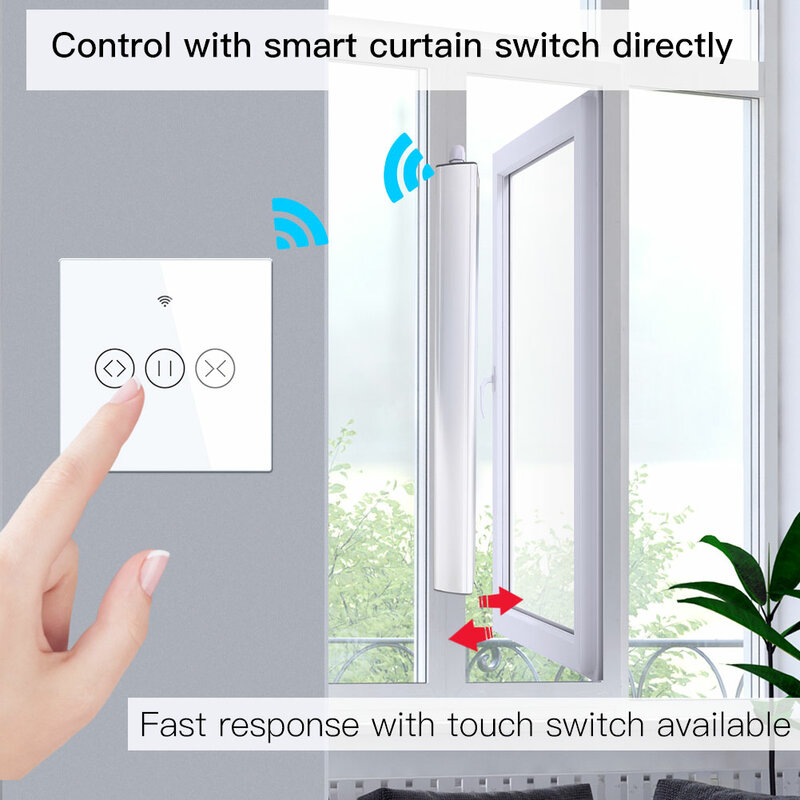 MOES New Electric Chain Window Opener 4 Wires Motor Stainless Steel Chain Type with Tuya WiFi Curtain Blinds Switch wall-mounted