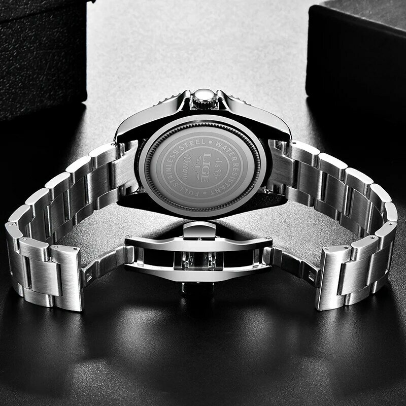 LIGE-최고 브랜드 럭셔리 패션 다이버 시계, 30ATM 방수 날짜 표시 시계, 스포츠 시계, 남성 쿼츠 시계, 2021