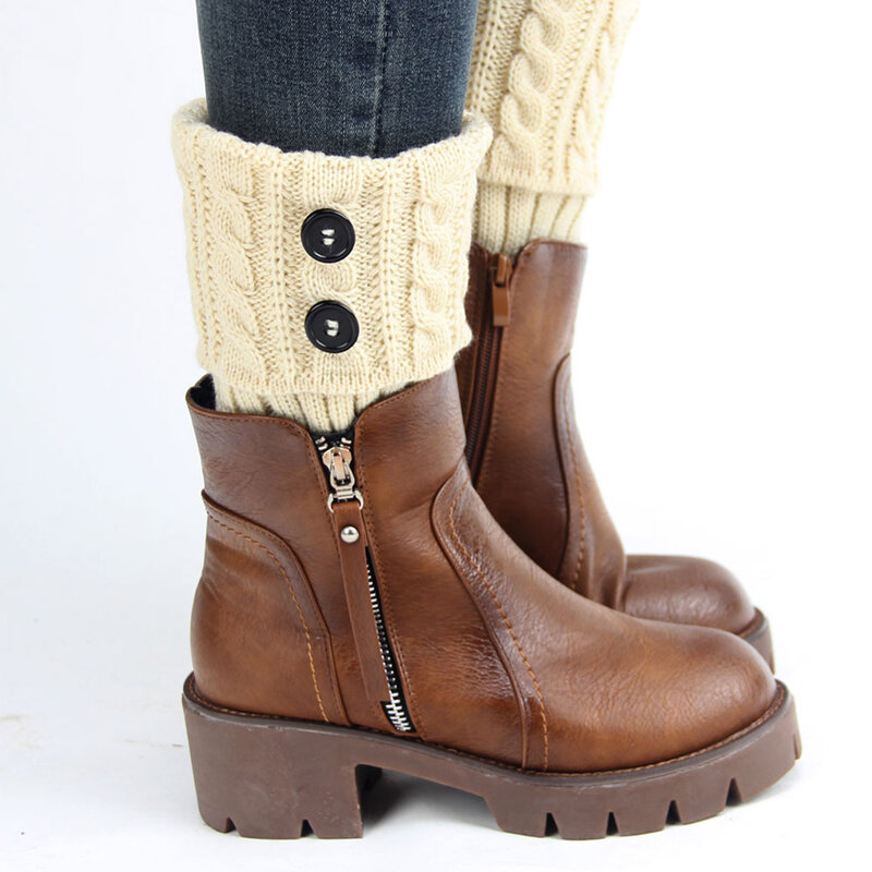 Mulheres quentes malha inverno perna aquecedores fino punk curto crochê perna meias quentes silid inverno boot cuffs meias toppers