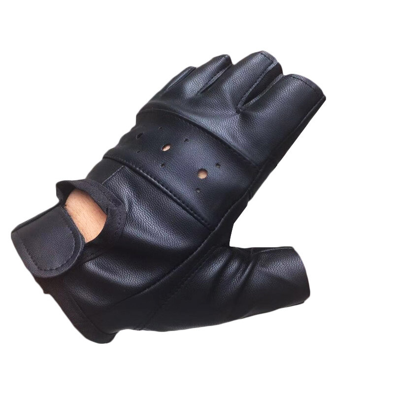 Gants de conduite en cuir PU sans doigts, pour femmes et hommes, 1 paire, gants de conduite, noirs, solides, sans doigts, pour moteur Punk