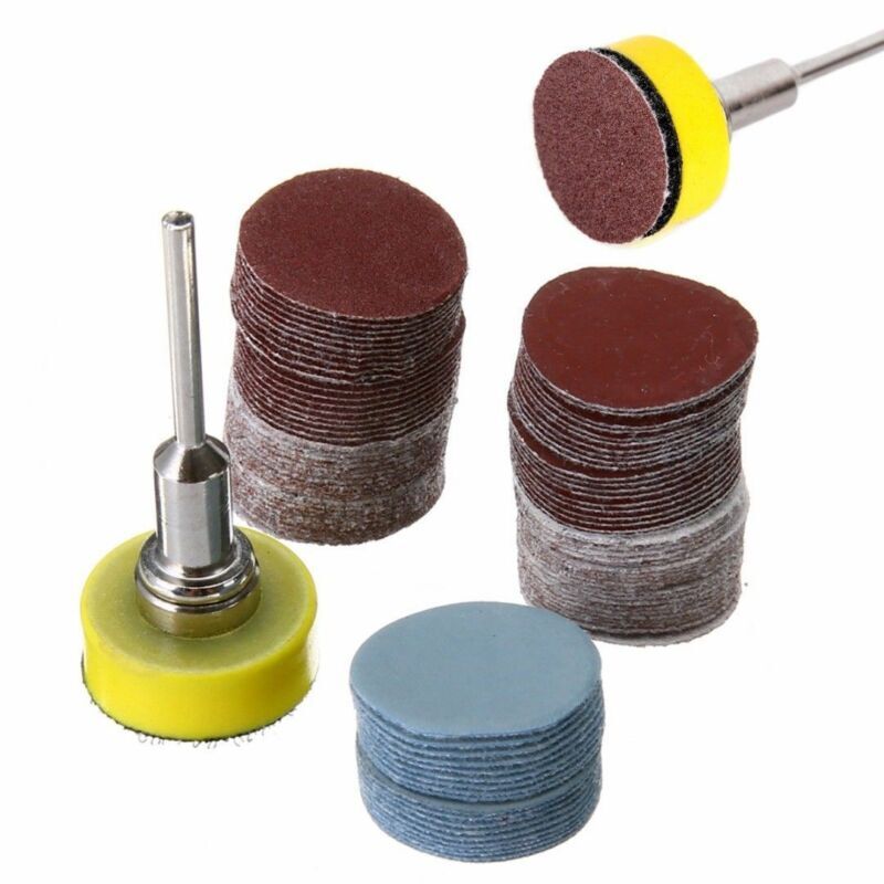 Disques de ponçage de haute qualité, 25mm, 100 pièces, plaque de support à crochets et boucles 1 ", avec tiges 1/8", pour outils de polissage
