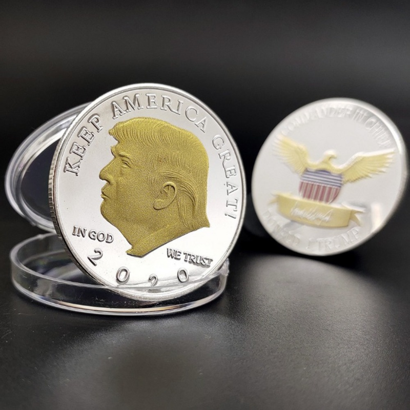 Desafío de monedas conmemorativas, colección de monedas conmemorativas de Color dorado y Duoble de la elección de Trump de Estados Unidos, 2020, #7