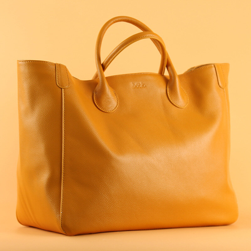 Flug KatzeWomen Giant Handbag Natrul pelle bovina Casual Tote Fashion Ladies largewiving bags Shopping Big Purse Bucket