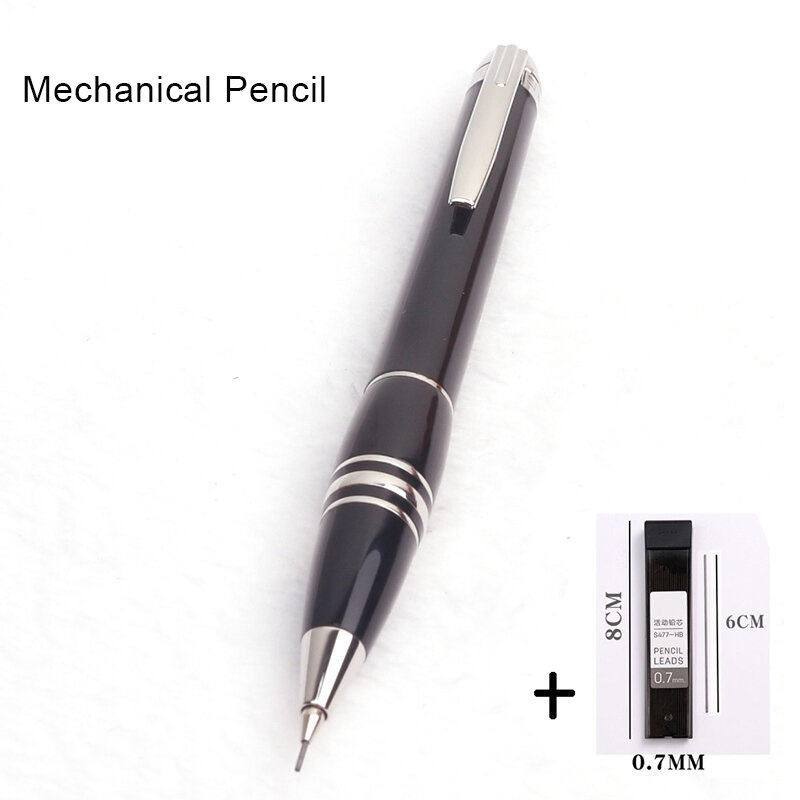 قلم رصاص ميكانيكي 2B 0.7 مللي متر أقلام رصاص أوتوماتيكية سوداء فاخرة مع عبوات صندوق واحد