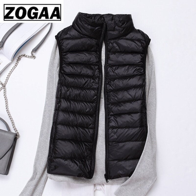 Zogaa Winter Vrouwen Down Vest Mode Vrouwelijke Mouwloze Vest Jas Warm Donsjack Plus Size Vrouwen Mouwloze Jassen S-4XL