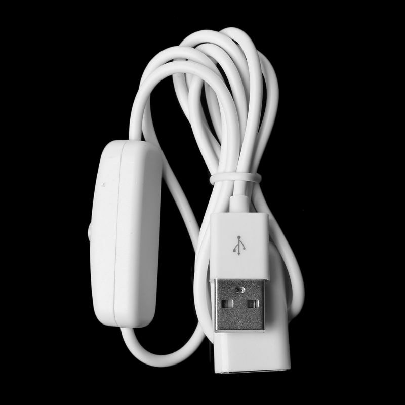 1Pc 2m USB 흰색 케이블 남성 여성 스위치 ON/OFF 케이블 확장 토글 USB 램프 USB 팬 전원 라인 드롭 배송