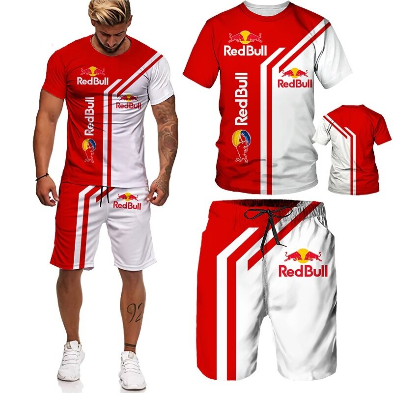 2021 Summer Brand 3D Printed Men's T-shirt Shorts Set Men's Sportswear Tracksuit V-Neck Short Sleeve Men's Clothing Suit