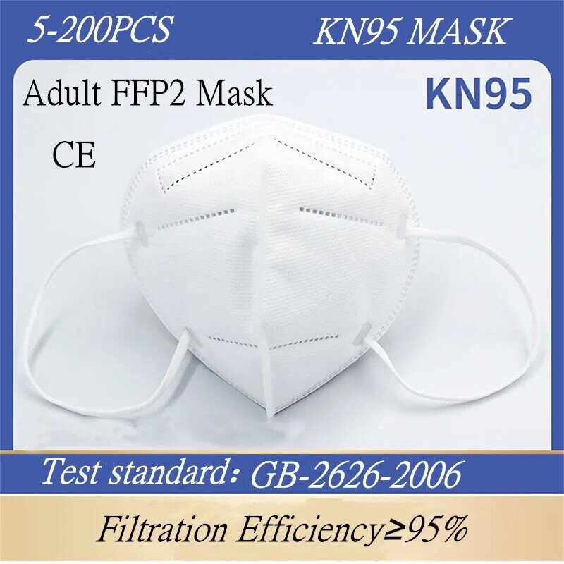 Mascarilla desechable FFP2 para adulto, máscara protectora KN95 Reutilizable, con certificado CE, de 5 a 200 unidades