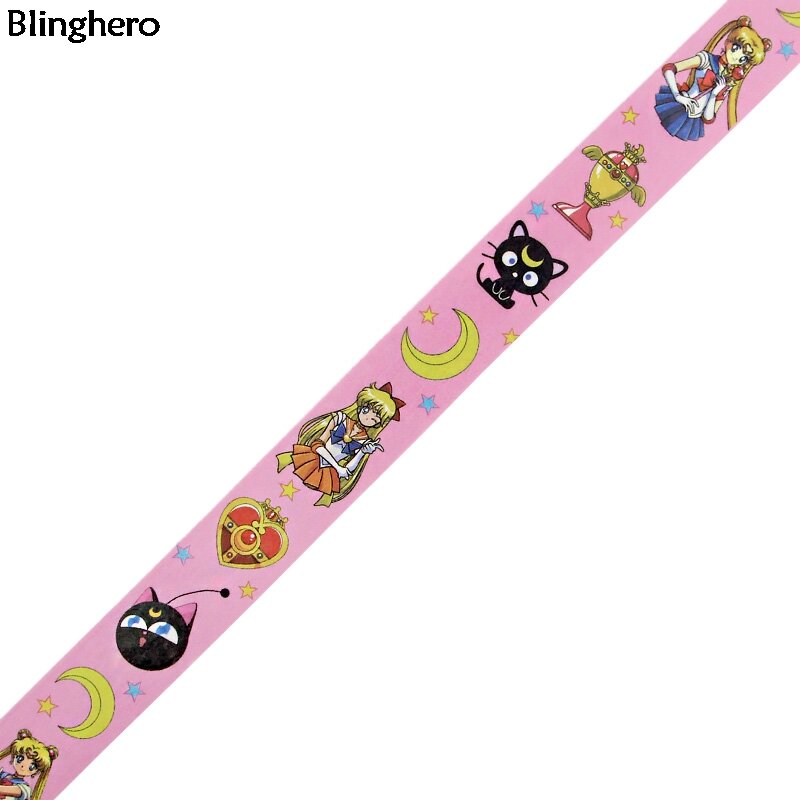 Blinghero Heroine-15mm x 5m 귀여운 와시 테이프, 데칼 DIY 고양이 마스킹 테이프 접착 테이프 만화 스크랩북 테이프 BH0142