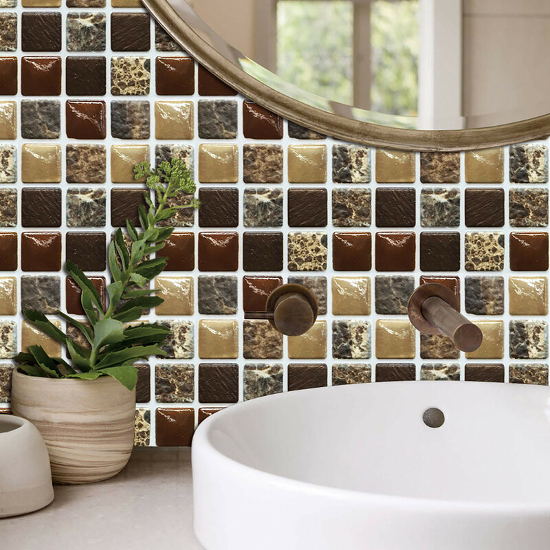 3 #10pc 3d cristal pegatinas autoadhesiva azulejos de mosaico 3d Diy pegatinas de pared de azulejo de pared impermeable pegatinas de pared para Cocina