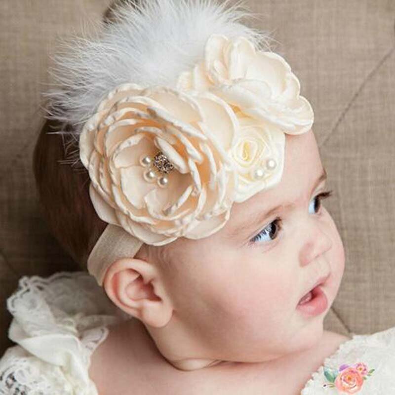 Bandeau à fleurs artificielles pour bébé fille, dentelle en coton, nouveau-né, accessoires de photographie, bandeau de cheveux en perles, nouvelle collection 2021
