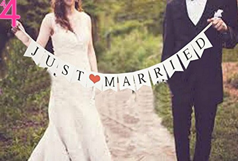 JUST MARRIED Wedding Banner decorazioni per matrimoni per ricevimenti, addio al nubilato e fidanzamento Photo Prop, decorazioni per auto 4