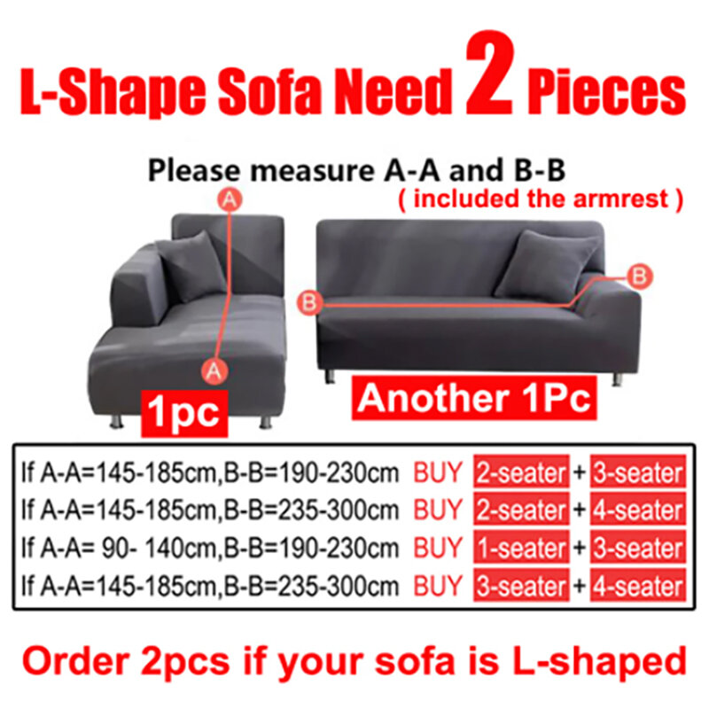 Funda de sofá seccional para sala de estar, cubierta elástica suave para sofá en forma de L, esquina de 1/2/3/4 asientos