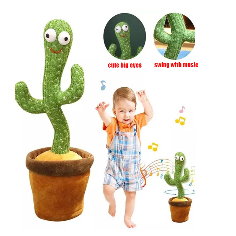 Забавная плюшевая игрушка 32 см, электрическое танцевальное растение, кактус, плюшевая игрушка с музыкой, детские подарки, украшения для офи...