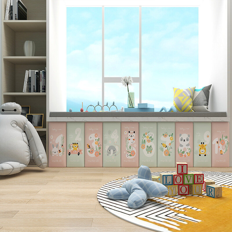 Cabecero de niños anticolisión bolsa suave pegatina de pared 3D de dibujos animados Tatami decoración de habitación de niños pegatinas de pared de guardería de bebé arte