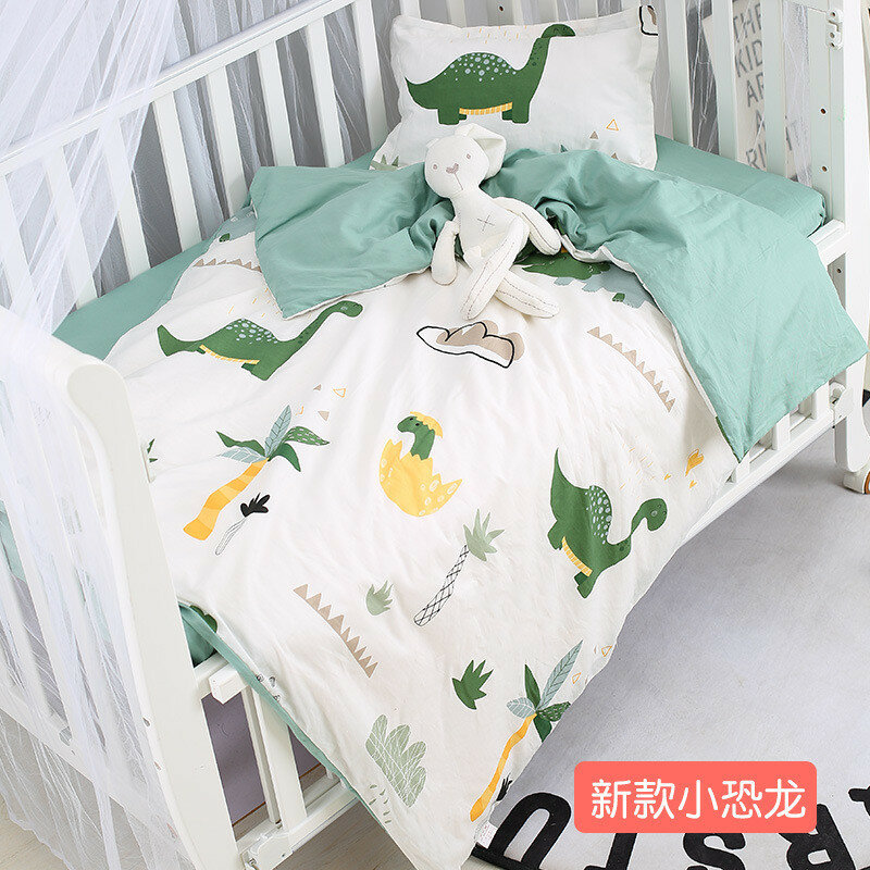 Ensemble de literie en coton pour bébé, motif espace, 3 pièces, avec taie d'oreiller, drap de lit, housse de couette, sans remplissage