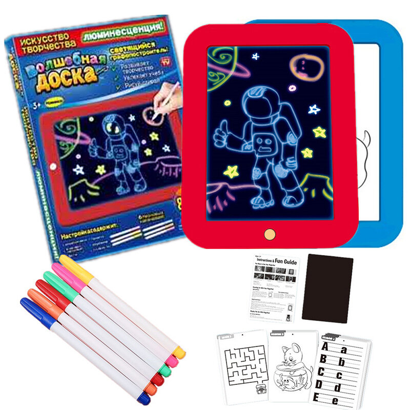 Placa de desenho para crianças 3d almofada mágica para crianças pintada à mão colorida luminosa placa de escrita eletrônica grafite pintura