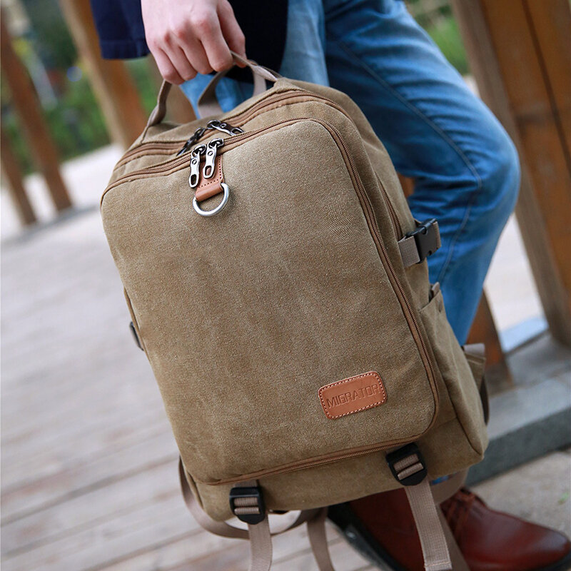 Mochila de negócios masculina, mochila de lona portátil simples para homens, urbano, bolsa de viagem para computador