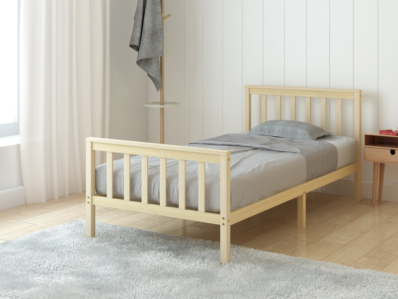 Panana 純粋な木製シングルベッド子供のシートベッド 3FT 木製ベッドホワイト/ナチュラル少年少女のため北欧ティーンエイジャー