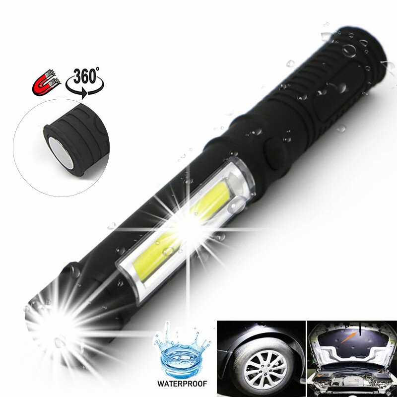 Mini lanterna portátil d5, lanterna de bolso para inspeção de trabalho, caneta cob de led, lanterna multifunções para manutenção e base magnética