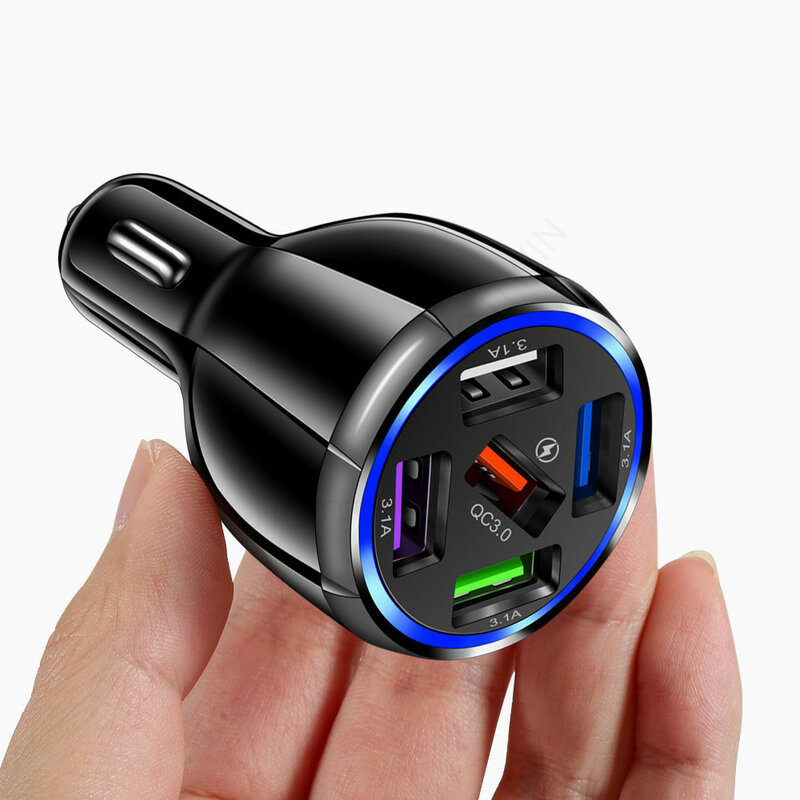 15A QC3.0 5USB Car Charger Fast Charge Car Charger One for Five Mobile Phone Car Charger Cross-border Car Accessories