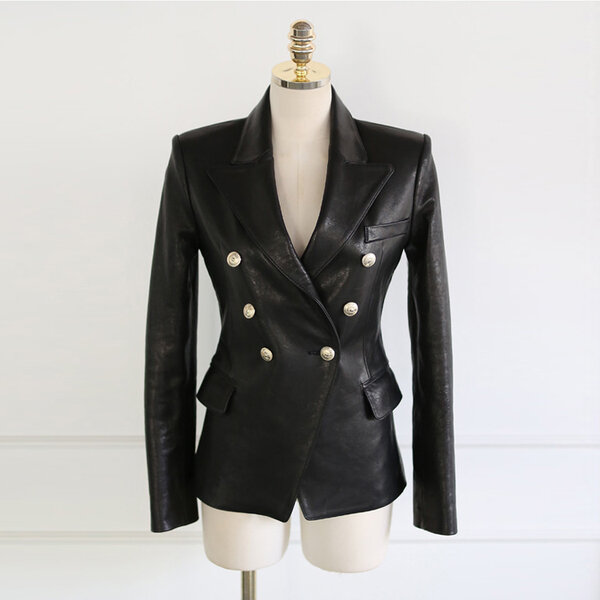 2021 nova moda do falso jaqueta de couro das mulheres outono inverno manga longa duplo breasted magro preto motociclista outerwear