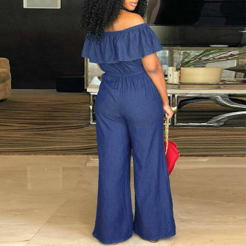 2022 Summer New Fashion Loose Casual Off Shoulder Long Jumpsuit Overall Wide Leg Pants Solid Color Women's Clothing