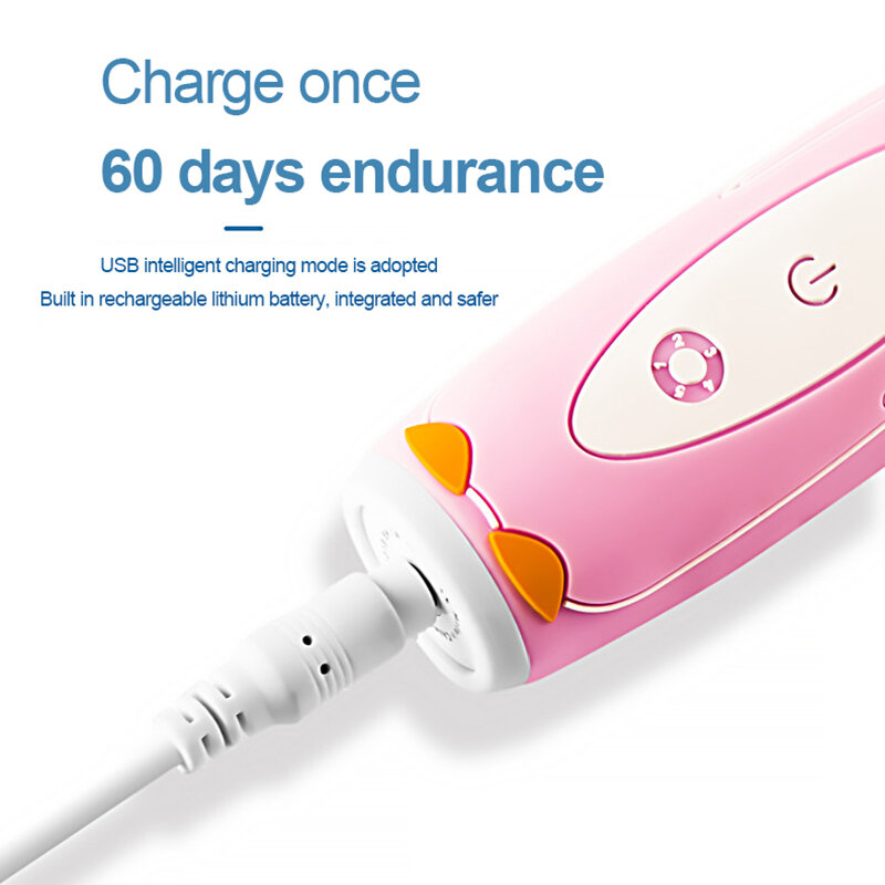 Перезаряжаемая зубная щетка для детей, детская Силиконовая зубная щетка с защитой от горла, водонепроницаемая звуковая электрическая зубн...