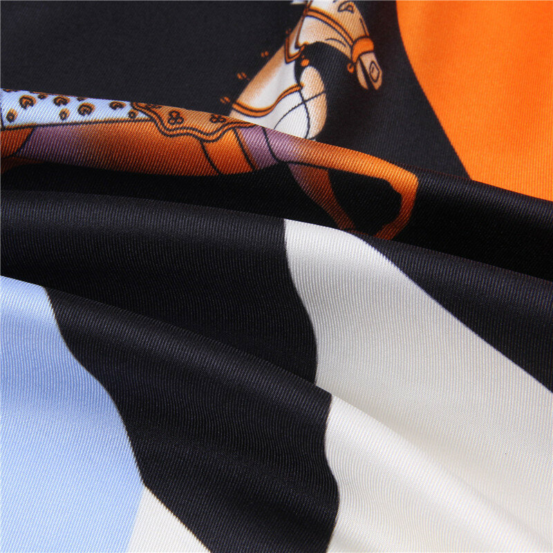 Impressão de cavalo xale de seda feminino, lenço de 130 cm, lenços de seda carta quadrada, scarfs designer grande, lenço de seda de 130 cm