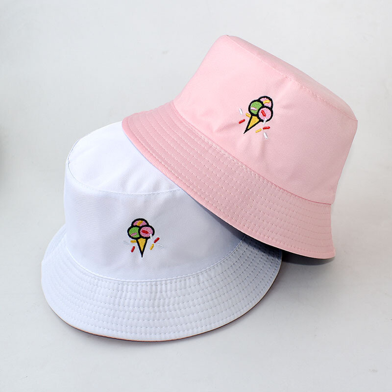 Chapéus de balde feminino carta bordado de dupla face chapéu de pescador estilo coreano sólida escalada ao ar livre protetor solar balde chapéu ZZ-337
