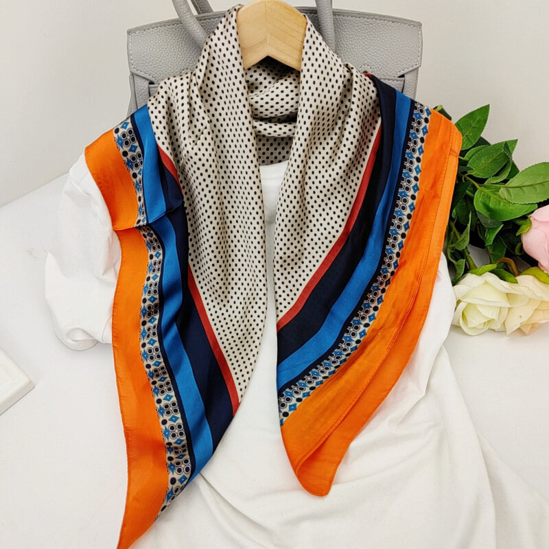 Thương Hiệu Cao Cấp 2021 Mới Thời Trang Mùa Hè Lụa Vuông Khăn Choàng Nữ Thổ Cẩm Cổ Dây Buộc Tóc Ban Nhạc Đi Biển Hijab Đầu Cao Su Nữ foulard