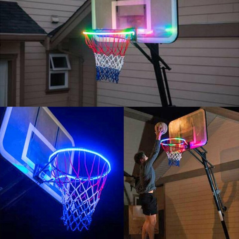 Impressionante basquete hoop sensor-ativado led luz de tira 8 modos flash caixa de basquete led barra de luz colorida