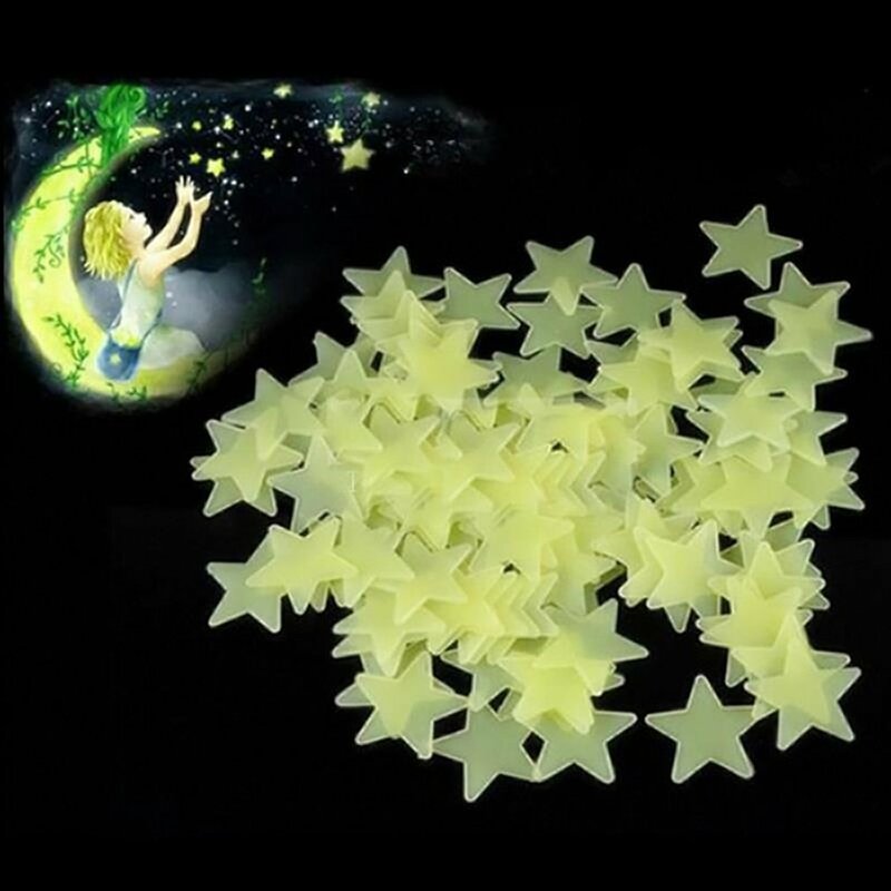 100 pçs 3cm estrela luminosa adesivo de parede fluorescente luminosa 3d crianças quarto teto casa lugar escuro estrela adesivos de parede