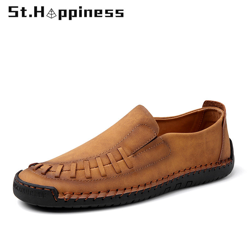 2021 New Men Casual Shoes Fashion Soft Leather Driving Shoes Brand Slip On Flat Shoes Loafers Moccasins Men Shoes Big Size 47