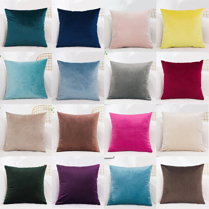 Housse de coussin en velours de couleur unie pour la décoration,taie d'oreiller pour mettre sur le canapé et dans la chambre, dimension 60x 60, vente en gros
