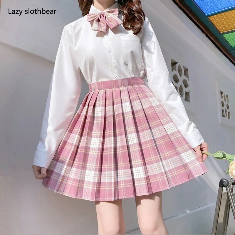 New Korean version of pleated skirt 2022 high waist summer women's skirt sexy plaid mini skirt dance skirt