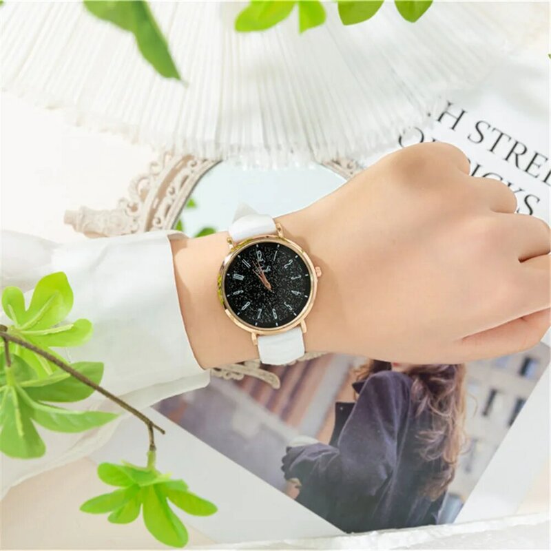 Ultra-fino céu estrelado dial relógios moda feminina quartzo sílica gel relógios de pulso senhoras elegantes relógio feminino zegarek damski