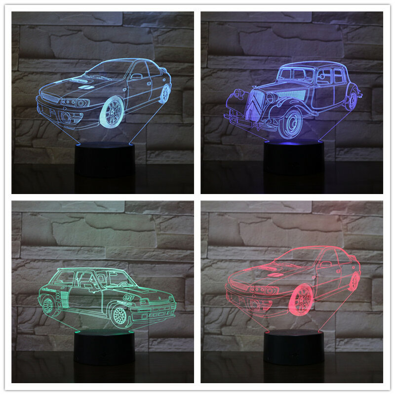 Lâmpada de mesa super carro que muda de cor, lâmpada 3d, luz noturna led, 7 cores, drop shipping, amigos, crianças, presente de aniversário