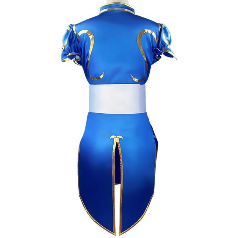 Game Street Fighter Chun-Li Cosplay Costume Chun Li Wig and Bracelet Accessories Woman and Girl Battle Dress Halloween Costume