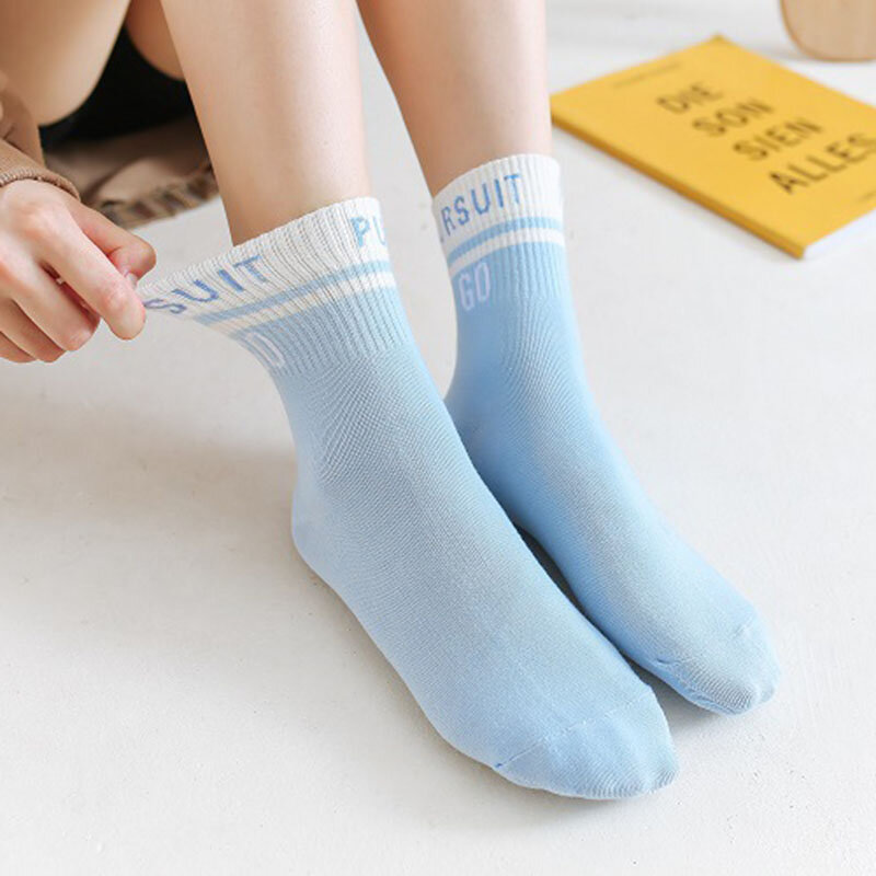 5 Pair Low Tube Women Socks Set Short Autumn Harajuku Breathable Sports Ankle Socks Letter Japanese Style Kawaii Calcetines