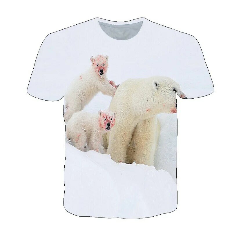 Unisex ฤดูร้อนใหม่เสื้อยืดแฟชั่นหมีขั้วโลกเสื้อยืดชายเสื้อยืดสวยรอบคอเด็กเสื้อยืด